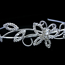 Beautiful Butterfly Leaf Wedding Prom Clear Crystal Bridal Tiara Crown for sale  Shipping to South Africa