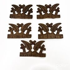 Juego de 5 apliques de madera tallados adornos de hoja tropical muebles decoración de pared segunda mano  Embacar hacia Argentina