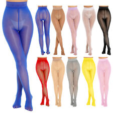 Womens Glossy Silky Pantyhose Stretchy Lace Waistband Footed Tights Stockings for sale  Shipping to South Africa