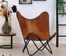 Handmade Vintage Tan Buffalo Leather Butterfly Chair Lounge Accent Chair Classic for sale  Shipping to South Africa