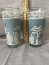 Water Glasses - Imitation Wedgewood Jasperware Blue Design (2), used for sale  Shipping to South Africa