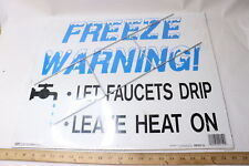 Hy-Ko Freeze Warning Corrugated Sign Plastic 24" x 20" LFW-8 for sale  Shipping to South Africa
