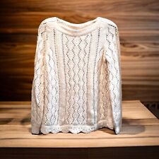 Suéter feminino Loft Pointelle pequeno marfim gola de barco pulôver recortado, usado comprar usado  Enviando para Brazil