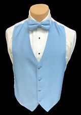 Men's Barassi Blue Tuxedo Vest & Tie Bow or Long Cruise Groom Wedding Party Prom for sale  Shipping to South Africa