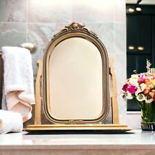 Antique Shaving/Vanity/Dresser Top Freestanding Gilded Wooden Frame Mirror for sale  Shipping to South Africa