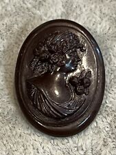 Vintage Brown Celluloid Cameo Brooch, used for sale  Shipping to South Africa