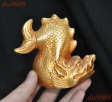3,2" China bronze dourado Feng Shui riqueza da sorte animal dragão peixe estátua Arowana comprar usado  Enviando para Brazil