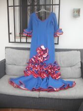 Vestido Flamenco Español... Auténtico Fabricante Español... Ajuste y Llamarada/Flote... Azul/Rojo segunda mano  Embacar hacia Argentina