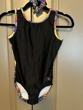 Used, EUC Plum Practicewear Gymnastics Leotard Sz Adult Small Black Multi Scrunchie for sale  Shipping to South Africa