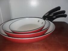 Frigideiras vermelhas antiaderentes Tramontina Ceramica 8", 10", 12" usadas 3 peças fabricadas nos EUA comprar usado  Enviando para Brazil