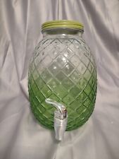 Green Pineapple Glass Beverage Dispenser With Spout, used for sale  Shipping to South Africa