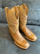 LUCCHESE SQUARE TOE EXOTIC SMOOTH OSTRICH COWBOY BOOTS 10 D LANCE USA MADE for sale  Shipping to South Africa