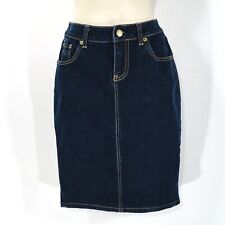 Saia London Jeans Feminina Tamanho 4 Lavagem Escura 5 Bolsos Jeans Elástico Zíper Frontal comprar usado  Enviando para Brazil