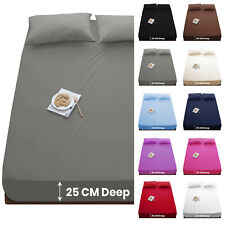 Used, Extra Deep 25 cm Full Fitted Sheet Bed Sheets Single Double King Super King Size for sale  BARKING