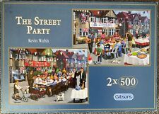 Used, Gibsons “The Street Party” 2X500 Piece Jigsaw Puzzles  by Kevin Walsh - Complete for sale  Shipping to South Africa