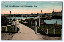 Cartão postal antigo de entrada para Belle Isle e piscina jardim Oklahoma City OK, usado comprar usado  Enviando para Brazil