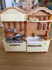 Sylvanian Families Vintage Kitchen Stove And Sink Cupboard Units Complete, used for sale  Shipping to South Africa