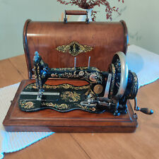 Singer 12K Sewing Machine Hand Crank Fiddle Base Ottoman Carnations Antique for sale  Shipping to South Africa