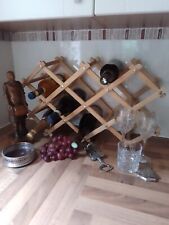 Two Vintage 1960s Wooden Expandable Concertina Wine Racks – 10 Bottles Each Rack, used for sale  Shipping to South Africa