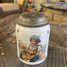 Antique 1662 Mettlach Lidded Beer Stein 1/2 L  GESCHUTZT, used for sale  Shipping to Canada