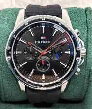 Reloj de pulsera Tommy Hilfiger usado cronógrafo esfera negra cuarzo correa de goma para hombre segunda mano  Embacar hacia Argentina