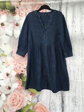 Size 16 F&F Blue Denim 3/4 Sleeve Knee Length Shirt Dress  for sale  Shipping to South Africa