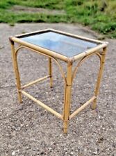 Vintage Side Coffee Table Bamboo Rattan Wicker Glass Top - Boho? Tiki? Retro    for sale  Shipping to South Africa