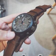 Relógio de quartzo masculino estilo militar pulseira de couro ecológico relógio de liga presente da moda novo comprar usado  Enviando para Brazil