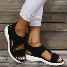 Womens Toe Flat Ankle Strap Wide Fit Sandals Ladies Wedge Beach Peep Slides Size myynnissä  Leverans till Finland