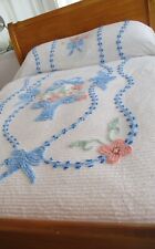 Used, Gorgeous Chenille Bedspread 106 X 72 Bows Flowers Wreaths Cutter CLEAN!!! for sale  Shipping to South Africa