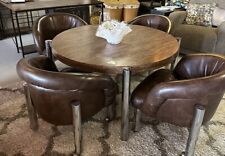MCM CHROME DINING SET CAL- STYLE W/ Four Rolling Bucket Chairs Mur Wood for sale  Shipping to South Africa