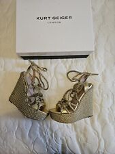 Kurt Geiger gold rope 'Notty' strappy high heel wedges sandals sz5 (EU38), used for sale  Shipping to South Africa