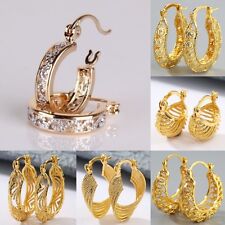 Brukt, Fashion Women 18K Yellow Gold Filled Stud Hoop Dangle Earrings Wedding Jewelry til salgs  Frakt til Norway
