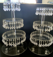 Cupcake 4 Tier Stands Round Crystal Beaded Tower Separable Dessert Display Lot 2 for sale  Shipping to South Africa