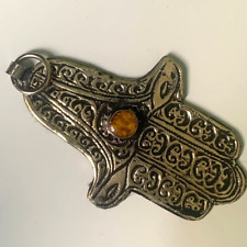 Used, Ancient Antique Moroccan Double Judaica Hamsa Silver Old Eye evil Pendant Amulet for sale  Shipping to South Africa