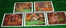 ARTHUR SARNOFF QUALITY PICTURES SNOOKER POOL TABLE DOG PRINTS,COMPLETE SET OF 5 for sale  Shipping to South Africa