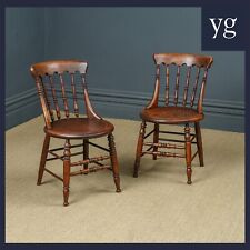Antique English Victorian Pair of Ash & Elm Windsor  Kitchen Chairs (c. 1880) for sale  Shipping to South Africa