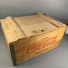 Vintage 80's Coca Cola Wooden Box With Lid Storage Crate Gideon Missouri for sale  Shipping to South Africa