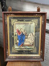 ANTIQUE Gilt Inlaid Eastlake Picture Frame Jeweled Print Victorian Jesus 19th C. for sale  Shipping to South Africa
