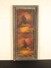 Nuvens paisagem pôr do sol antiga dupla face grande pintura a óleo com moldura ornamentada comprar usado  Enviando para Brazil