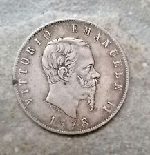 5 lire argento vittorio emanuele ii 1878 usato  Milano