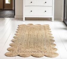Used, Rug Scallop Edge Rectangle Braided Runner Jute Area Rug Modern Room Mat Carpet for sale  Shipping to South Africa