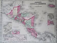 Centroamérica Costa Rica Nicaragua Honduras 1867 A.J. Mapa de edición escasa de Johnson, usado segunda mano  Embacar hacia Argentina
