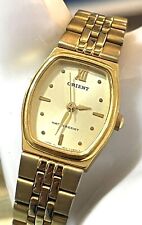 Usado, Relógio feminino vintage Orient tom dourado resistente à água pulseira com fecho dobrável comprar usado  Enviando para Brazil