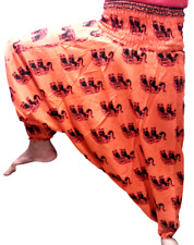 Elefante Indiano De Algodão Laranja Baggy Ali Babá Gypsy Yoga Masculino Feminino calças harém, usado comprar usado  Enviando para Brazil