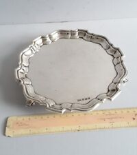 NICE VINTAGE SOLID SILVER SALVER / DRINKS TRAY.      335gms.        SHEFF. 1947., used for sale  TORQUAY