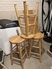 wood bar stool set 3 solid for sale  Highland