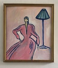 Original Mid Century Modernist Abstract Style Figurative Oil On Board Painting, used for sale  Shipping to South Africa