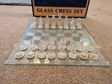 Conjunto de xadrez de vidro tradicional jogo de tabuleiro 32 peças fosco 20cm x 20cm presente Reino Unido SLR comprar usado  Enviando para Brazil
