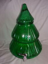 Holiday Time GREEN CHRISTMAS TREE Glass Beverage Dispenser, 2.1 Gallon, used for sale  Shipping to South Africa